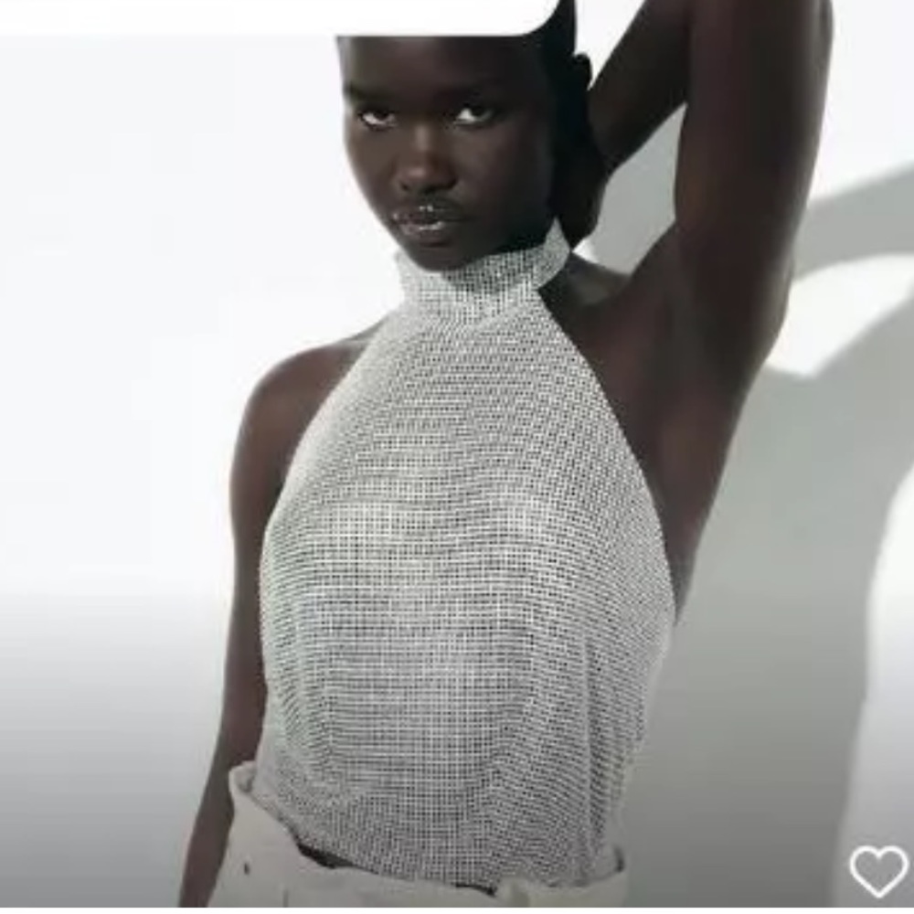 NWT Zara Jewel Chainmail Halter Top